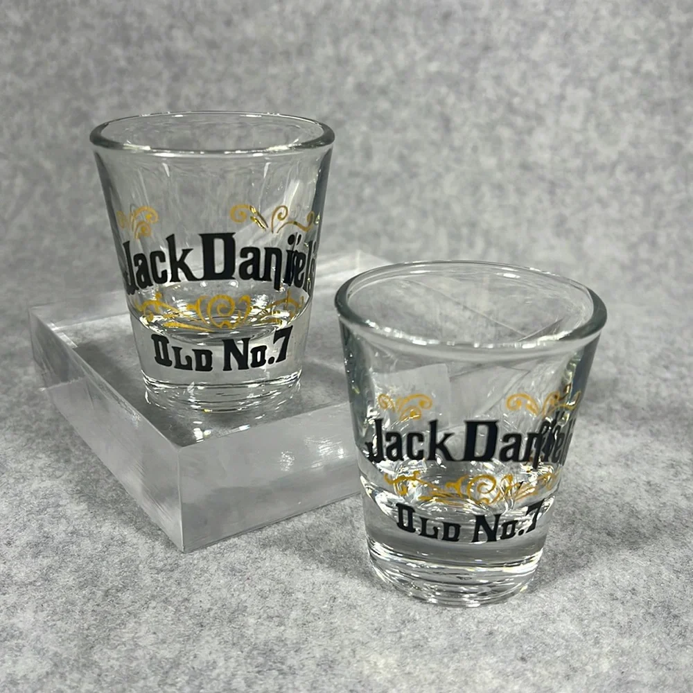 Vintage Jack Daniels Shot Glasses by LIBBY Pair of‎ Bar Ware Men’s Cave Lot of 2